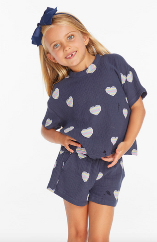 Devin Beach Hearts Girls Tee with Shorts SET